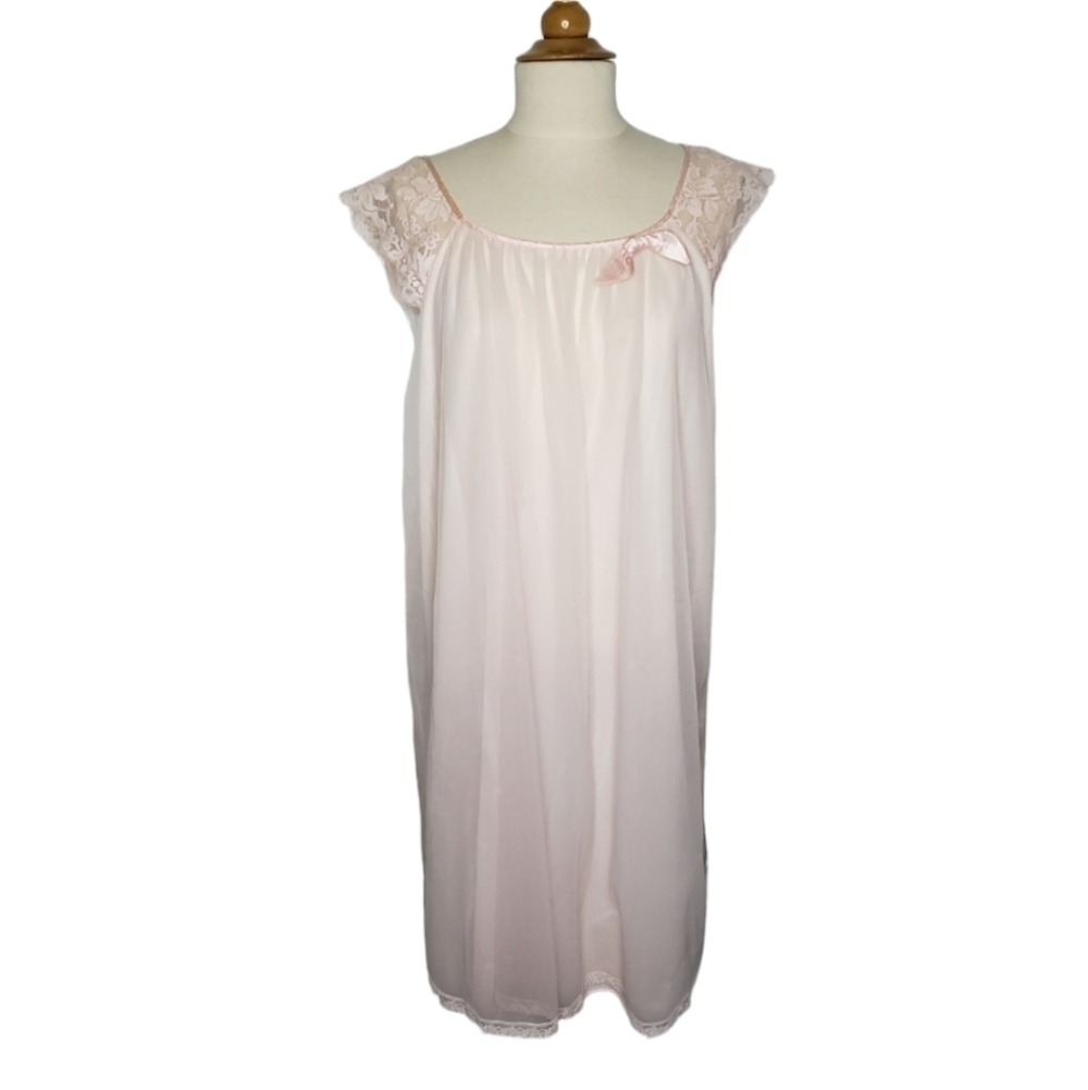 Vtg Nightie Night Gown Sears and Roebuck L Grannycore Cottagecore Semi Sheer